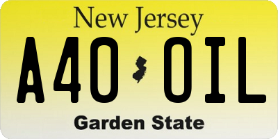 NJ license plate A40OIL
