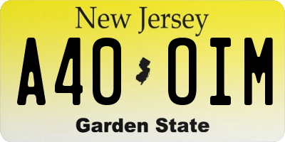 NJ license plate A40OIM