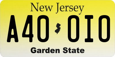NJ license plate A40OIO