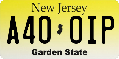 NJ license plate A40OIP