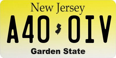 NJ license plate A40OIV