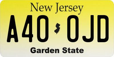 NJ license plate A40OJD