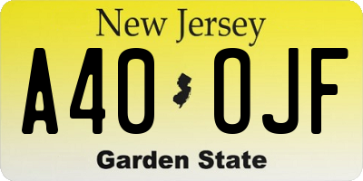 NJ license plate A40OJF