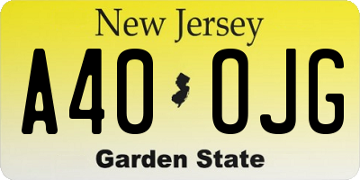NJ license plate A40OJG