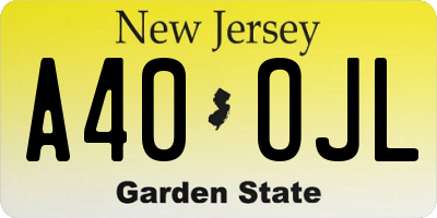 NJ license plate A40OJL