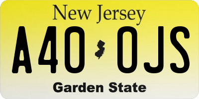 NJ license plate A40OJS