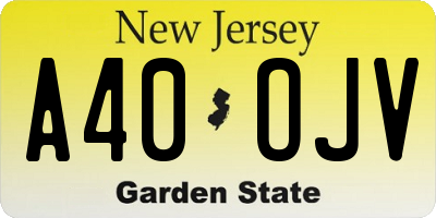 NJ license plate A40OJV