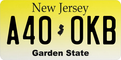 NJ license plate A40OKB