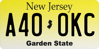 NJ license plate A40OKC