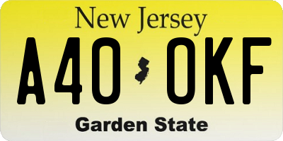 NJ license plate A40OKF