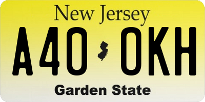NJ license plate A40OKH