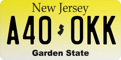 NJ license plate A40OKK