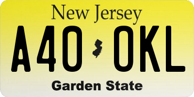 NJ license plate A40OKL