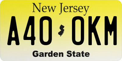 NJ license plate A40OKM