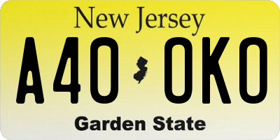 NJ license plate A40OKO