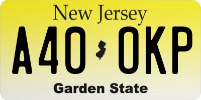 NJ license plate A40OKP