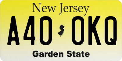 NJ license plate A40OKQ