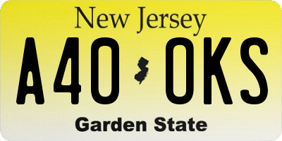 NJ license plate A40OKS