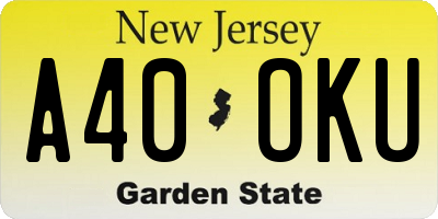 NJ license plate A40OKU