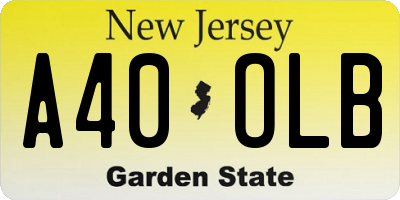 NJ license plate A40OLB