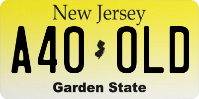 NJ license plate A40OLD