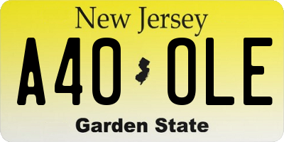 NJ license plate A40OLE