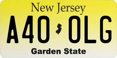 NJ license plate A40OLG