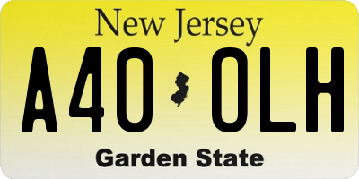 NJ license plate A40OLH