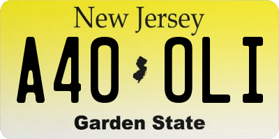 NJ license plate A40OLI