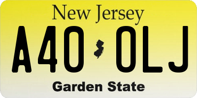 NJ license plate A40OLJ