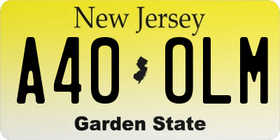 NJ license plate A40OLM