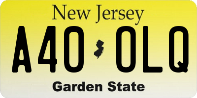 NJ license plate A40OLQ