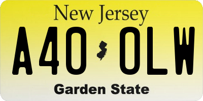 NJ license plate A40OLW