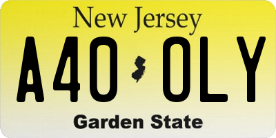 NJ license plate A40OLY