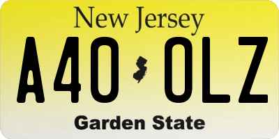 NJ license plate A40OLZ