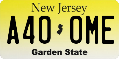 NJ license plate A40OME