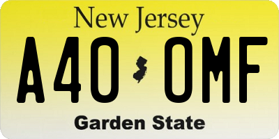 NJ license plate A40OMF