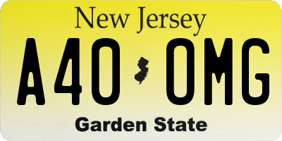 NJ license plate A40OMG