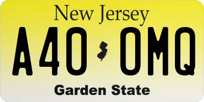 NJ license plate A40OMQ
