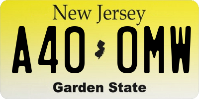 NJ license plate A40OMW