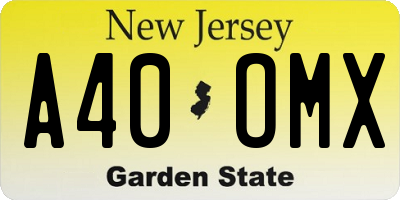 NJ license plate A40OMX