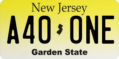 NJ license plate A40ONE