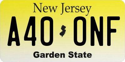 NJ license plate A40ONF