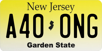 NJ license plate A40ONG