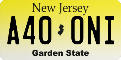 NJ license plate A40ONI
