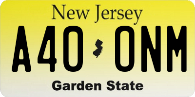 NJ license plate A40ONM