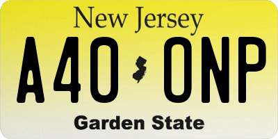 NJ license plate A40ONP
