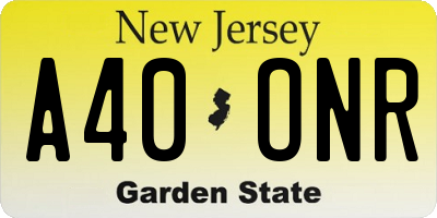 NJ license plate A40ONR