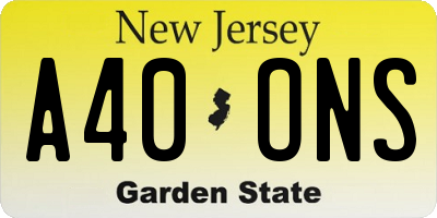 NJ license plate A40ONS