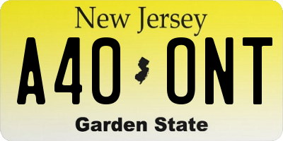 NJ license plate A40ONT